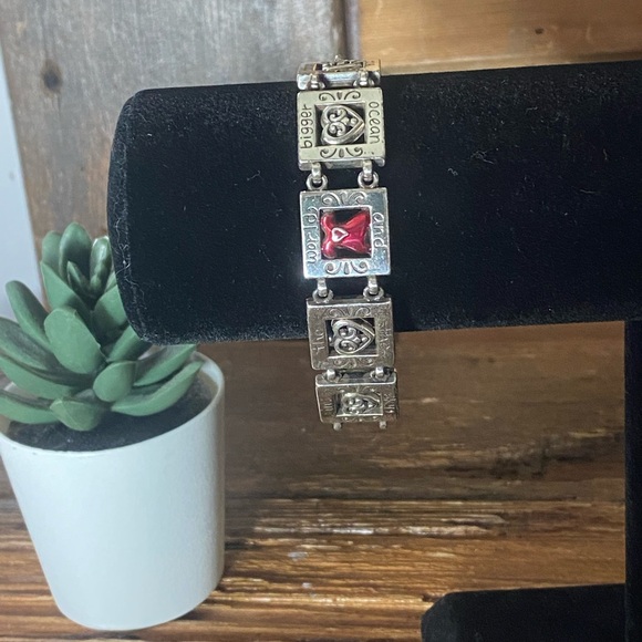 Brighton Inspirational “Red Dress” Reversible Silver Bracelet - Picture 1 of 12